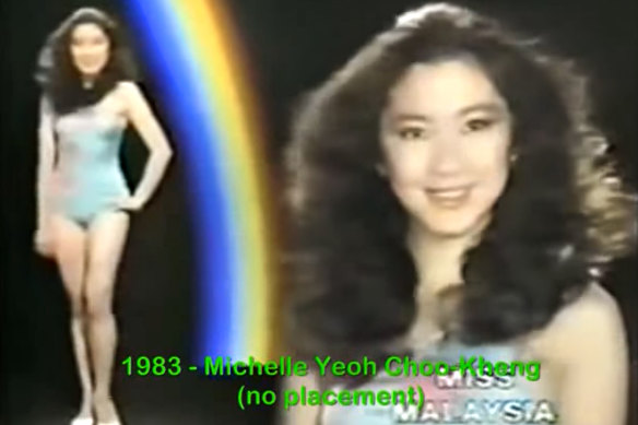 Michelle Yeoh at the Miss World pageant in London, November 1983. She went with her Chinese name “Yeoh Choo-Kheng”. 