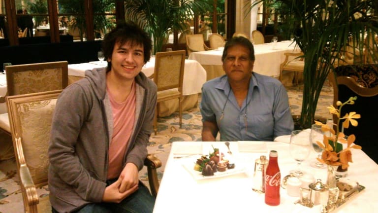 A younger David Sharaz with his dad Mo - his best friend.