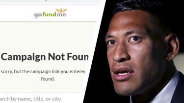 Israel Folau's controversial appeal for financial assistance for his legal fight against Rugby Australia has been shut down by GoFundMe Australia. 