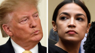 Donald Trump called the four congresswomen, including Alexandria Ocasio-Cortez (right), socialists who hate Israel.