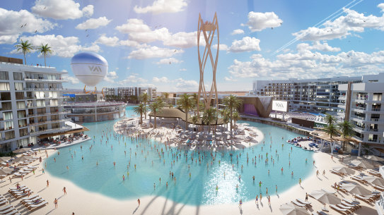 An artist impression of Vai Resort’s 1.6 kilometres of white sand “beach”.