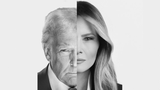 Donald and Melania Trump official portraits.