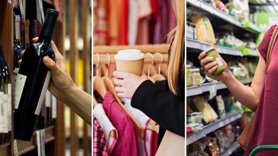 Getty Images – Thu, 22. July 2021 12:00 AM – 1451277246
Supermarket aisle, woman legs and basket for shopping in grocery store. Customer, organic grocery shopping and healthy food on groceries sale shelf or eco friendly retail purchase in health shop
Supermarket aisle, woman legs and basket for shopping in grocery store. Customer, organic grocery shopping and healthy food on groceries sale shelf or eco friendly retail purchase in health shop

Supermarket
BWS retail store. Generic bottle shop, alcohol, wine, beer, spirits, retail shop. Tuesday 3rd October 2023 AFR photo Louie Douvis .
Woman shopping in supermarket
Young woman shopping in grocery store. Mature woman checking food label in supermarket. Latin woman holding shopping basket and choose a product in supermarket.

Food label generic

iStock


Two Friends shopping in cute boutique clothing store
Two Friends shopping in cute boutique clothing store

Pics for the sale whisperer, March 16

woman holding a takeaway cup of coffee by browsing the clothing rack in a shop / store

Two Friends shopping in cute boutique clothing store
Two Friends shopping in cute boutique clothing store

Pics for the sale whisperer, March 16

woman holding a takeaway cup of coffee by browsing the clothing rack in a shop / store


The most likely items being stolen from shops
 composite