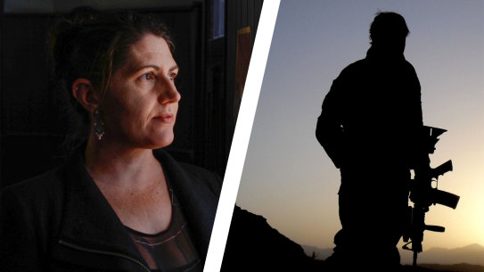Melbourne-based academic Samantha Crompvoets and an ADF soldier in Afghanistan.