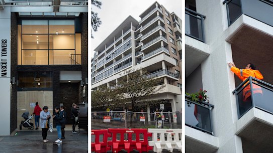 Small groups of Mascot Tower residents were allowed temporary escorted access to the building on Monday to collect some personal belongings, however, others were told they couldn’t enter. 