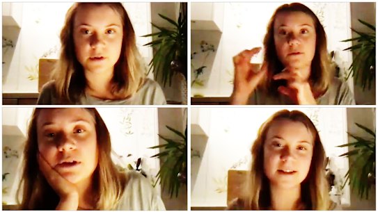 Composite of screenshots taken from Greta Thunberg video.