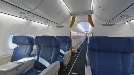 Blue for business in Air Vanuatu’s 737-800 – no Wi-Fi or onboard entertainment.