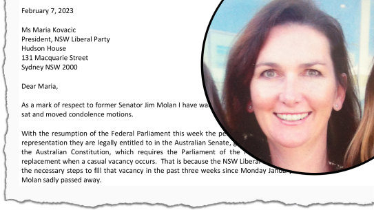 Mary-Lou Jarvis wrote to the NSW Liberal Party president. 