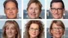 External members of the Reserve Bank Board. Top row:  Mark Barnaba, Wendy Craik and Ian Harper. Bottom row:  Carolyn Hewson, Carol Schwartz and Alison Watkins.