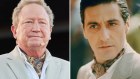 Fortescue Metals billionaire Andrew Forrest and Al Pacino in character as Michael Corleone in The Godfather Part II.