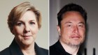 Tesla chairwoman Robyn Denholm and CEO Elon Musk.