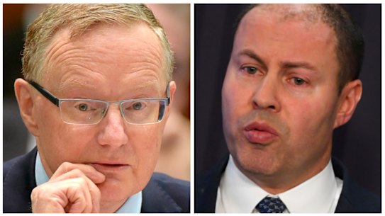 Reserve Bank governor Philip Lowe and Treasurer Josh Frydenberg.