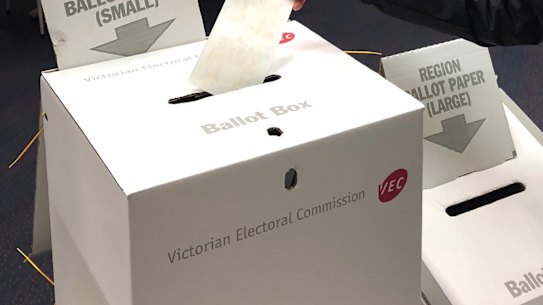 A ballot box at the 2018 election.