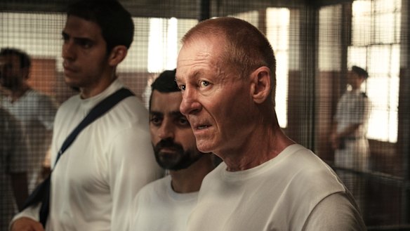 Richard Roxburgh as Peter Greste with, from left, Julian Maroun as Mohamed Fahmy and Rahel Romahn as Baher Mohamed in The Correspondent.