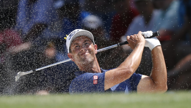 Adam Scott sits five shots back of clubhouse leader Gary Woodland.