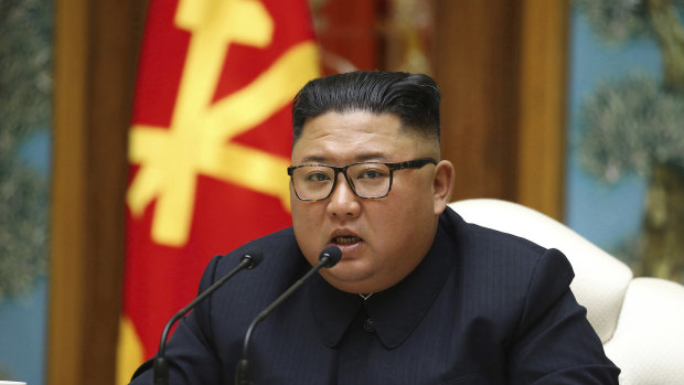 North Korean leader Kim Jong-un attends a politburo meeting in Pyongyang on Saturday, in this picture supplied by the North Korean government on Sunday. 
