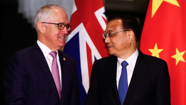 History lesson: then PM Malcolm Turnbull meets with Chinese Premier Li Keqiang during a bilateral meeting at the ASEAN summit in Manila, Philippines, in 2017. 