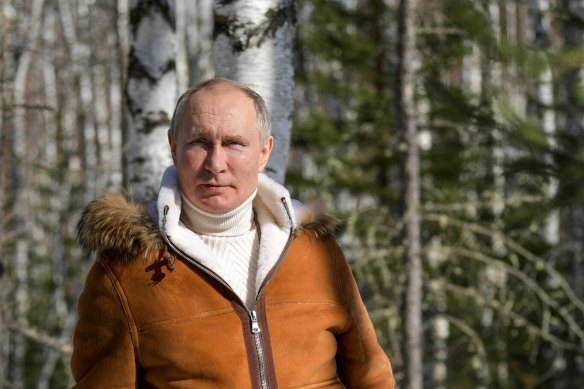 Vladimir Putin in a Siberian holiday official photograph, March 2021