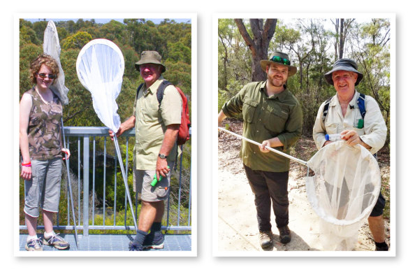 It’s a family affair: Professor David Emery on the lookout for cicadas with his daughter, Samantha, and son, Nathan, who also became a cicada researcher.