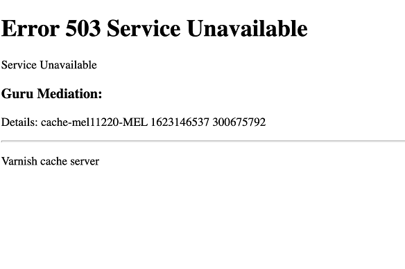 A screenshot of an error message received when attempting to visit a news websites on Tuesday evening.