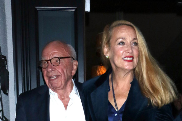 Rupert Murdoch and Jerry Hall, pictured in November 2019, have been isolating at their Georgian mansion in Oxfordshire.