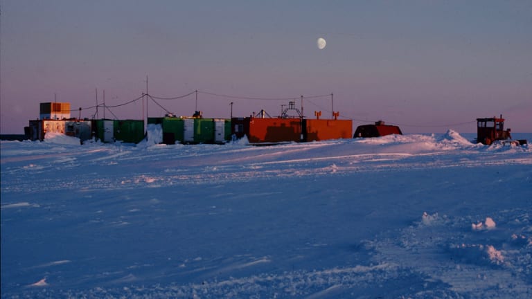 The ice core drilling station at Law Dome, 120 kilometres inland from Casey Station.