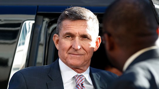 Former national security adviser Michael Flynn arrives at federal court in Washington in 2018.