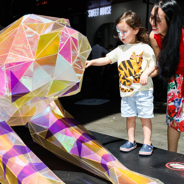 Chinese-Australian artist Susan Chen with her son Thomas at a lunar new year event in Sydney in January. 