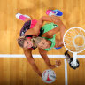 Eleanor Cardwell and Rudi Ellis of the Fever contest for the rebound ball during the round six match at RAC Arena.