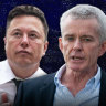 Elon Musk, left, and Malcolm Roberts.