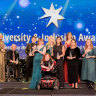 All the winners on the stage.