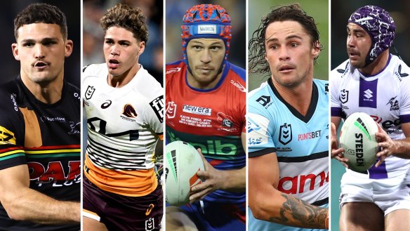 Nathan Cleary, Reece Walsh, Kalyn Ponga, Nicho Hynes and Jahrome Hughes.