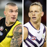 Some of the AFL’s highest-earners: Dustin Martin, Nat Fyfe, and Lance Franklin.