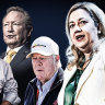 Premier Annastacia Palaszczuk with, from left, CFMEU Queensland secretary Michael Ravbar, billionaire Andrew Forrest, and Toowoomba businessman John Wagner.