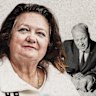 Gina Rinehart’s company Hancock Prospecting, started by her father Lang Hancock (far right), will have to pay the descendants of Peter Wright (centre).