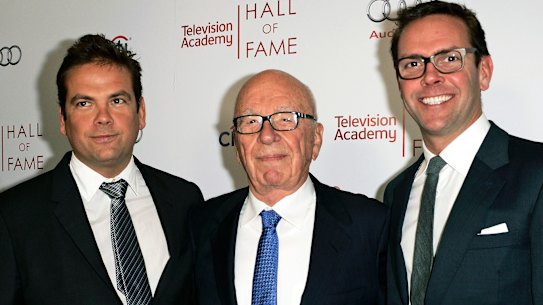 Rupert Murdoch and his sons, Lachlan and James Murdoch, attend the Television Academy Hall of Fame.