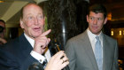 Kerry Packer and son James at a Publishing & Broadcasting Limited AGM in October 2004. 