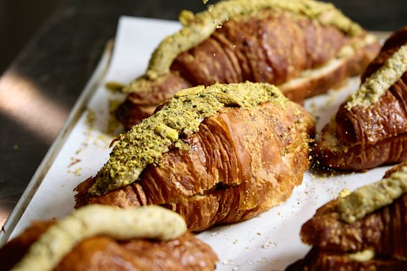 Queen Amann also sells a variety of other pastries, including twice-baked pistachio croissants.