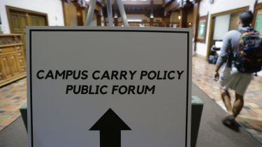The University of Texas held public forums to discuss how to implement the new 'campus carry' law.