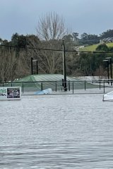 Flooding at Camden tennis courts.
