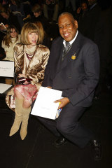 Anna Wintour and Andre Leon Talley at an Oscar De La Renta fashion show in 2003, prior to their falling out.