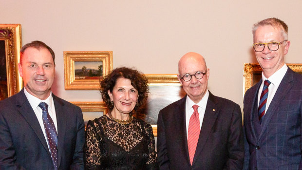 From left, minister for development, precincts and creative industries Colin Brooks, library president Christine Christian, ABC Chair Kim Williams and library chief executive Paul Duldig. 