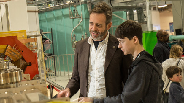 Gabe and Sean Elliott exploring the Synchrotron. 