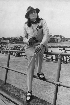 Barry Humphries at Bondi Beach.