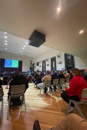 The extendable barrier in use at a Darebin council meeting.