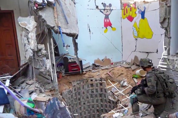A photograph released by the IDF in September 2024 shows its spokesman at the entrance to a Hamas tunnel in Rafah in southern Gaza.