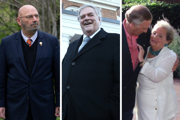 Australian ambassadors to the US: Arthur Sinodinos, Kim Beazley and Andrew Peacock, pictured with former US secretary of state Madeleine Albright.