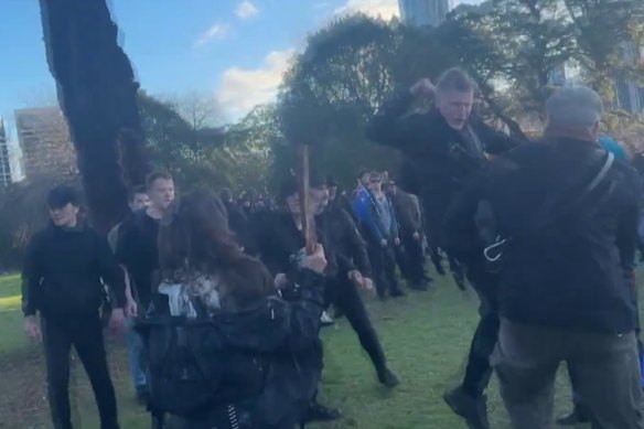 A video image of an alleged neo-Nazi attack Camp Sovereignty on August 31.