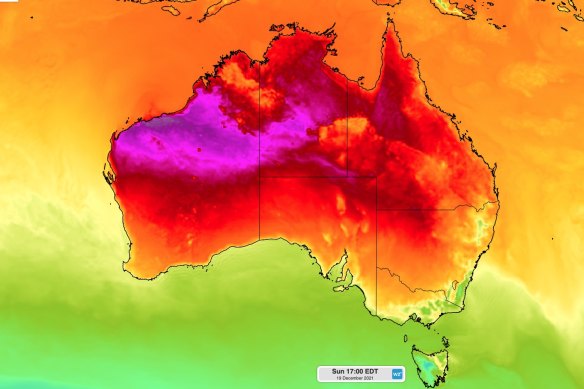 The heatwave builds over Australia’s west and north. 