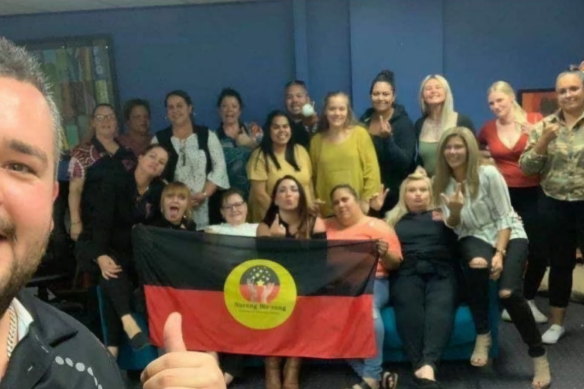 Narang Bir-rong staff flipping the bird to the camera shortly after the company gained its status as an Aboriginal Controlled Organisation